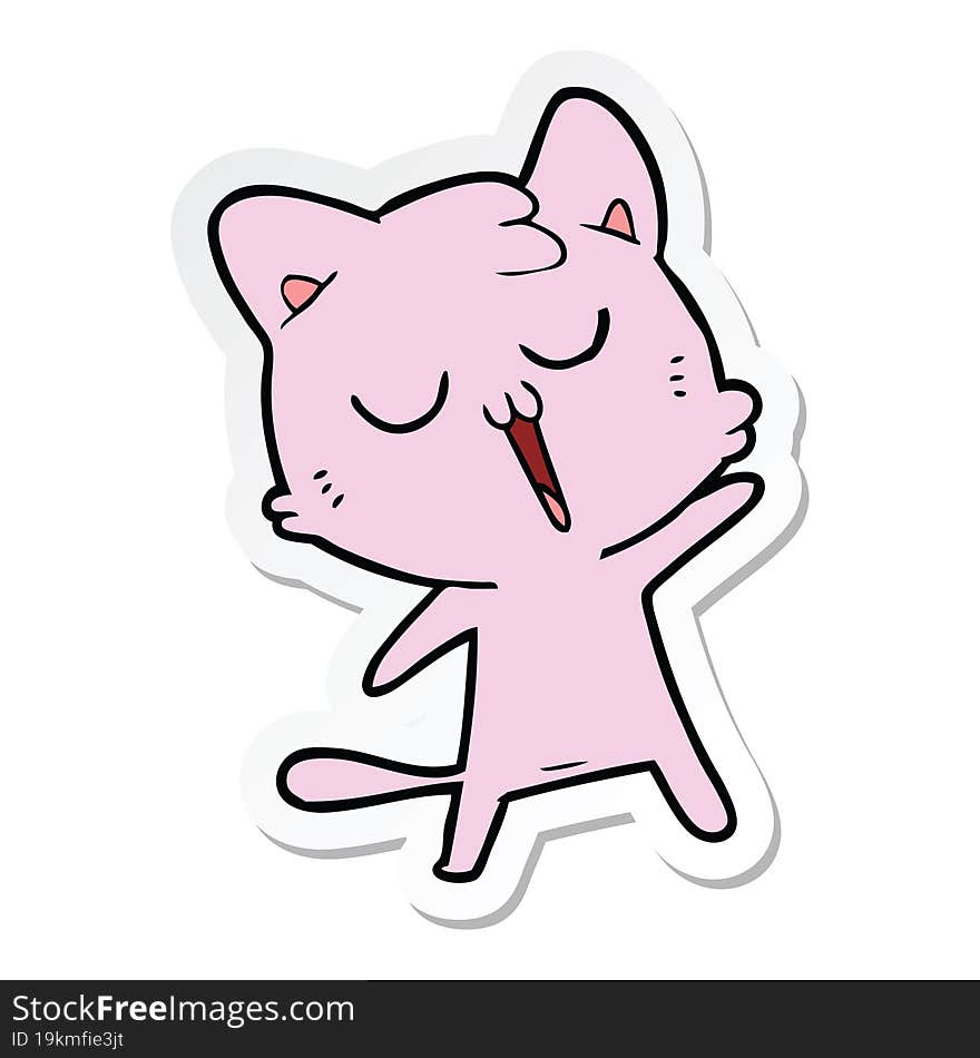 sticker of a cartoon cat singing