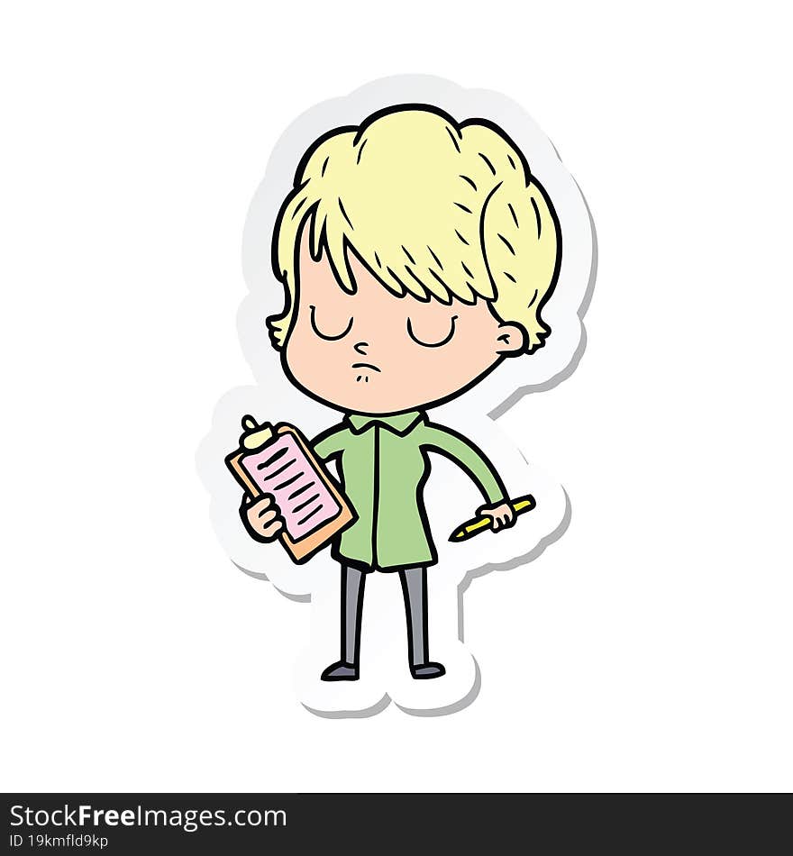 sticker of a cartoon woman