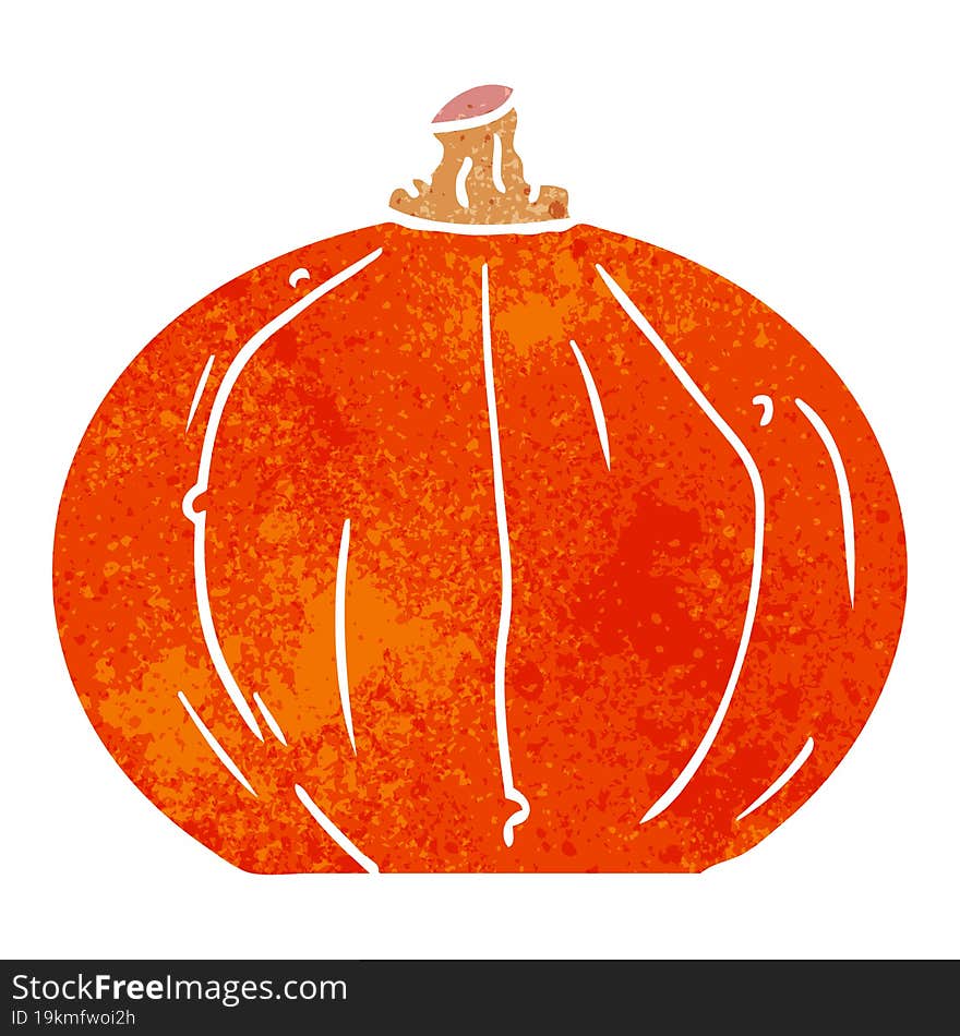 retro cartoon doodle of a pumpkin