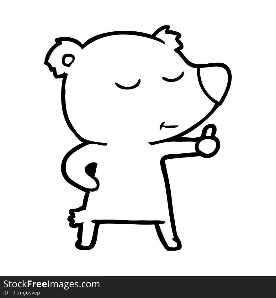 happy cartoon bear giving thumbs up. happy cartoon bear giving thumbs up