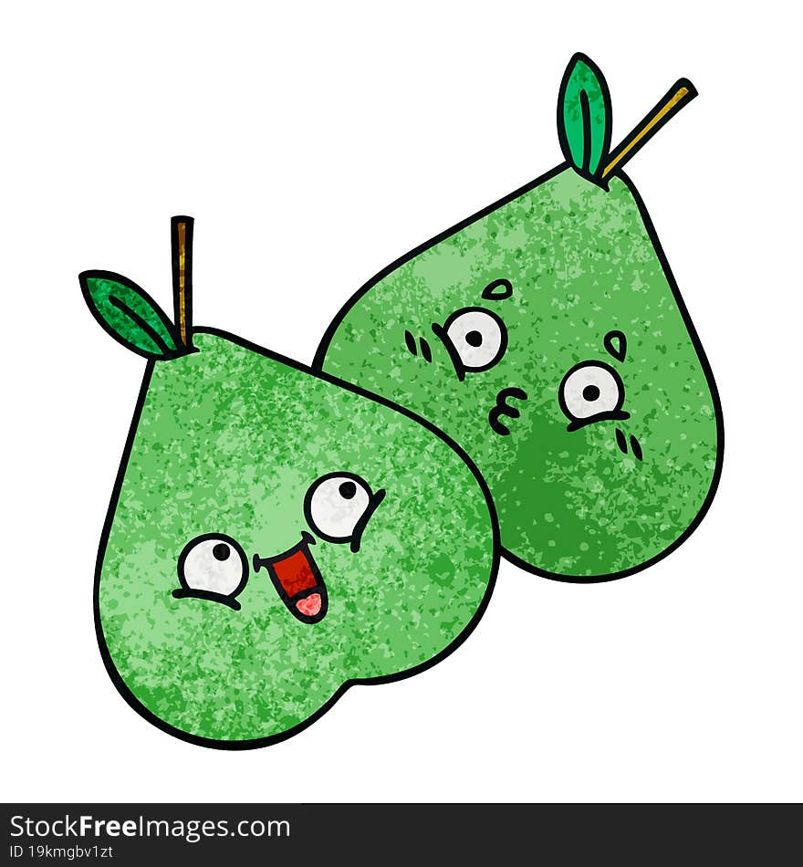 retro grunge texture cartoon green pear