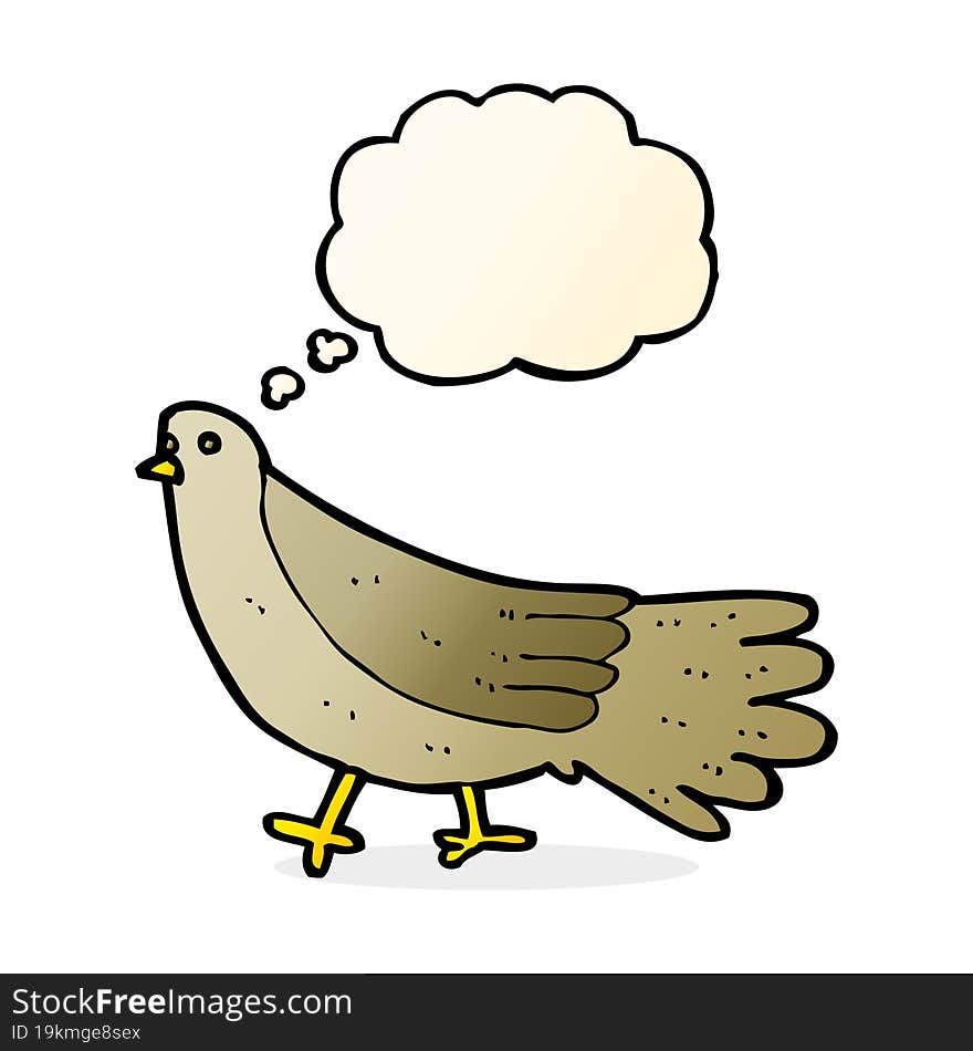 cartoon bird with thought bubble