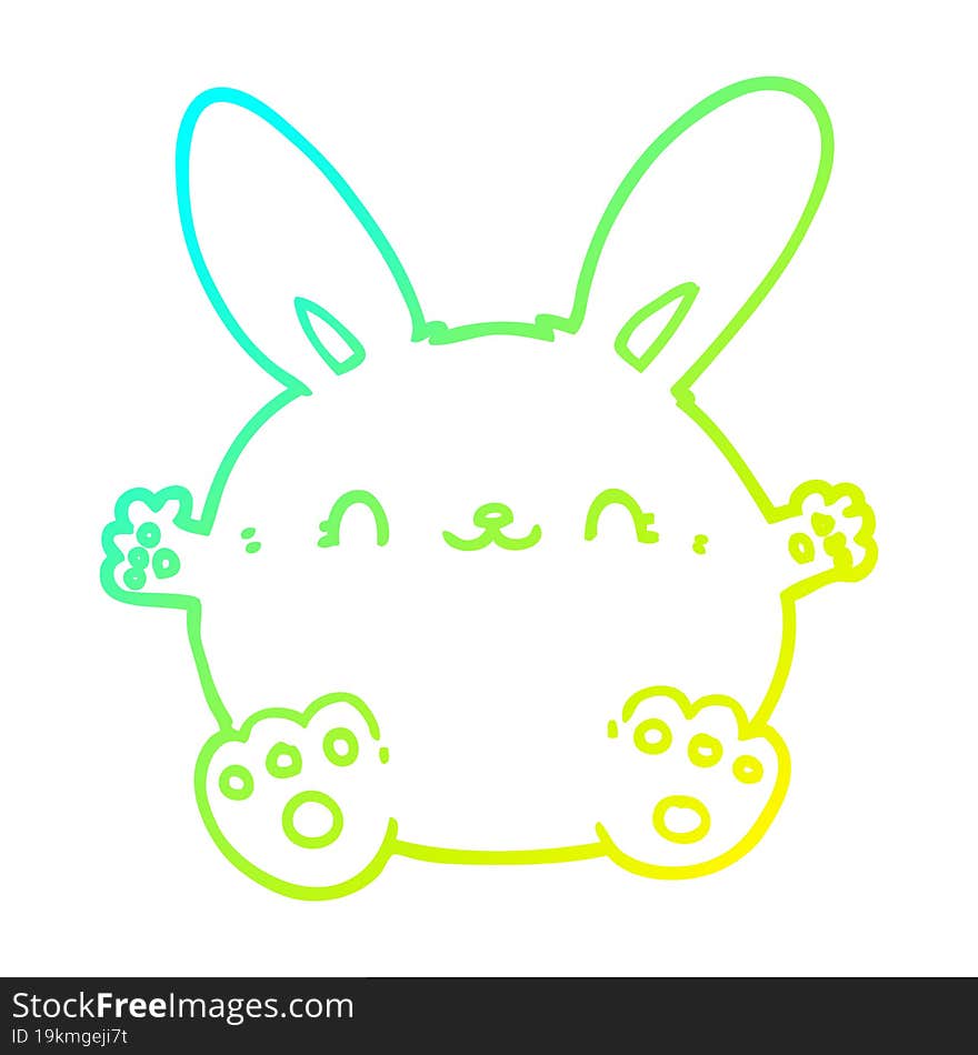 cold gradient line drawing of a cute cartoon rabbit