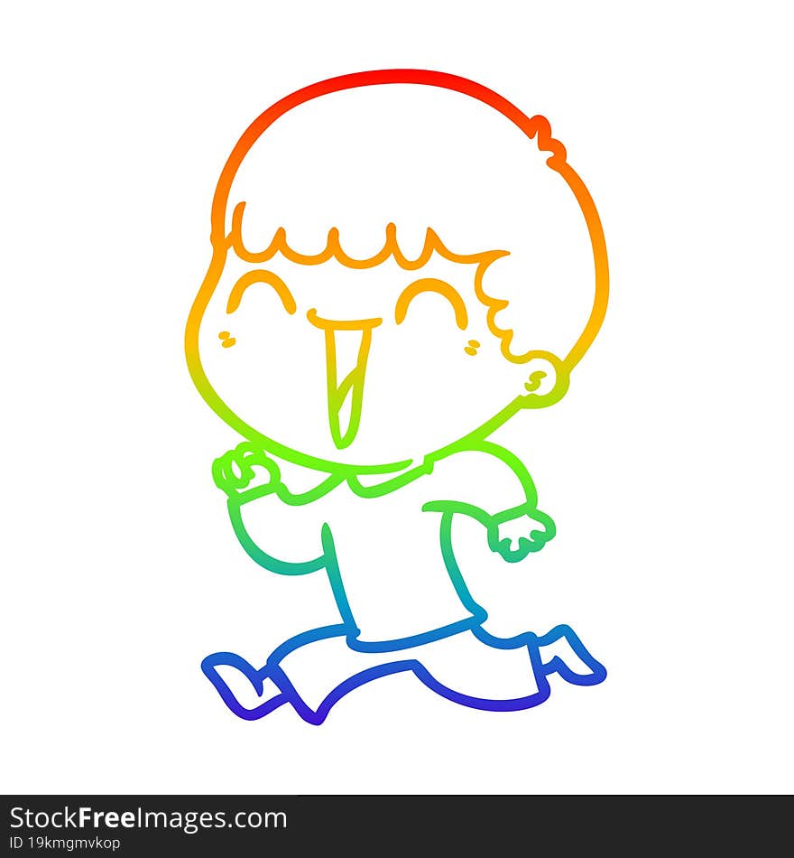 rainbow gradient line drawing of a cartoon happy man