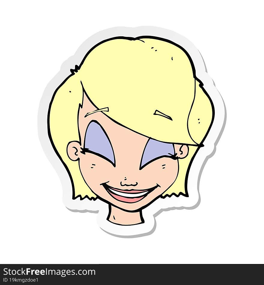 sticker of a cartoon pretty female face