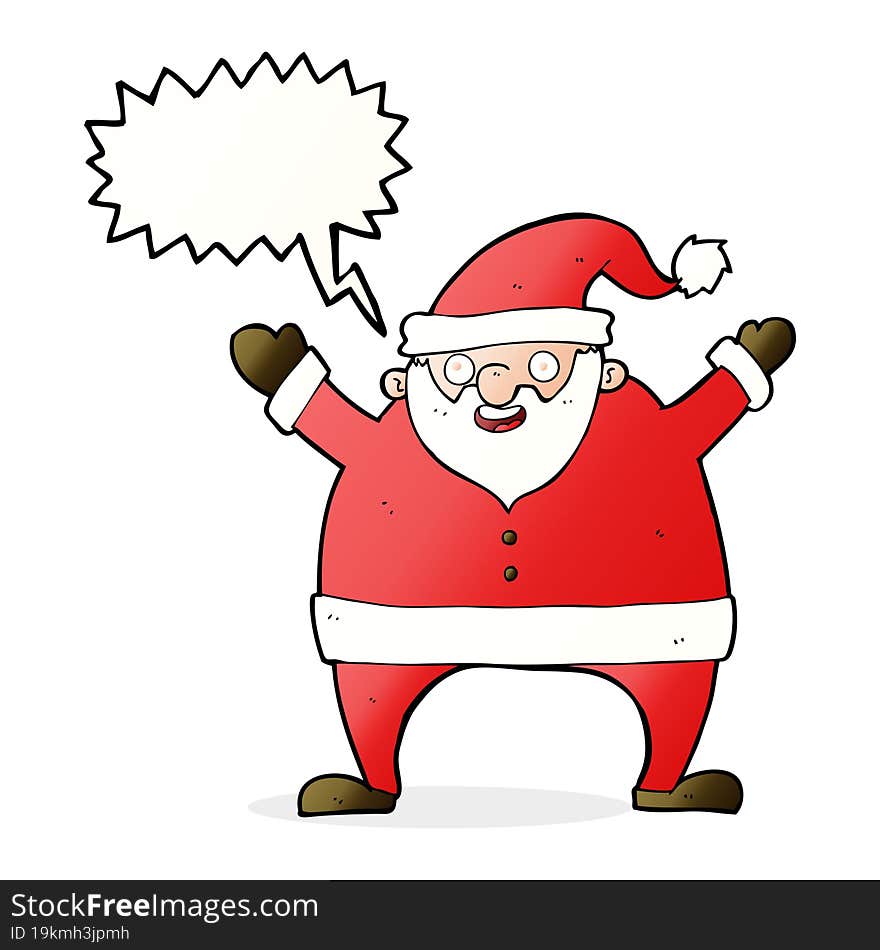 cartoon santa claus with speech bubble