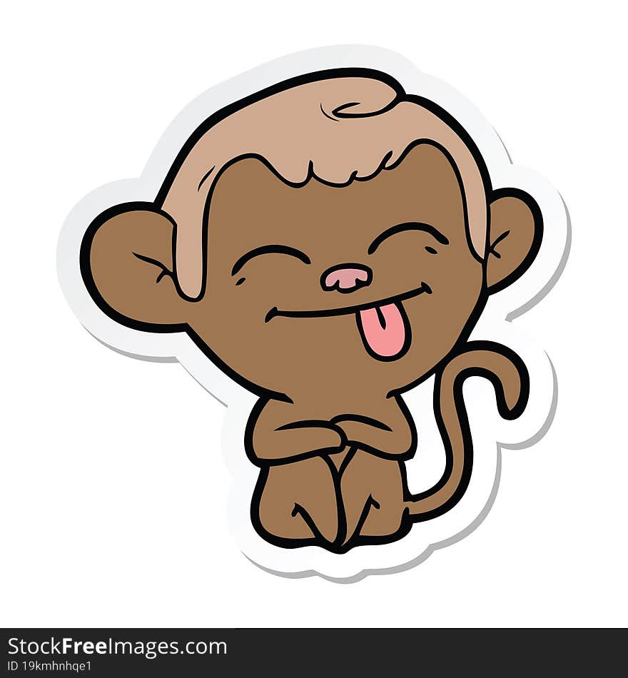 Sticker Of A Funny Cartoon Monkey