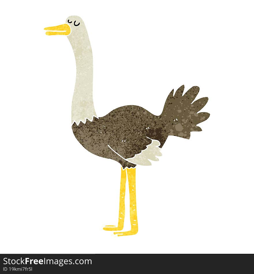 retro cartoon ostrich