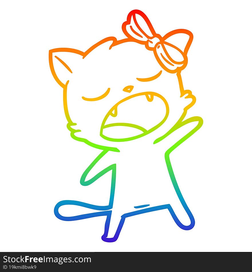 rainbow gradient line drawing cartoon singing cat