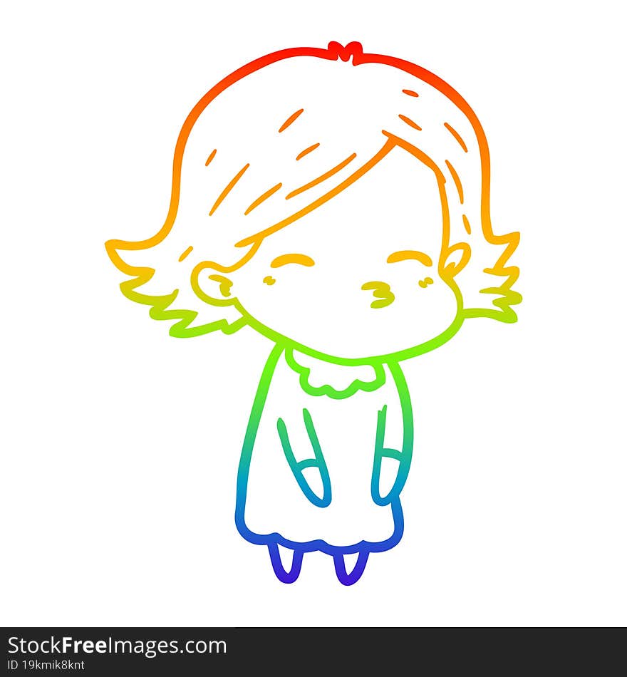 rainbow gradient line drawing of a cartoon woman