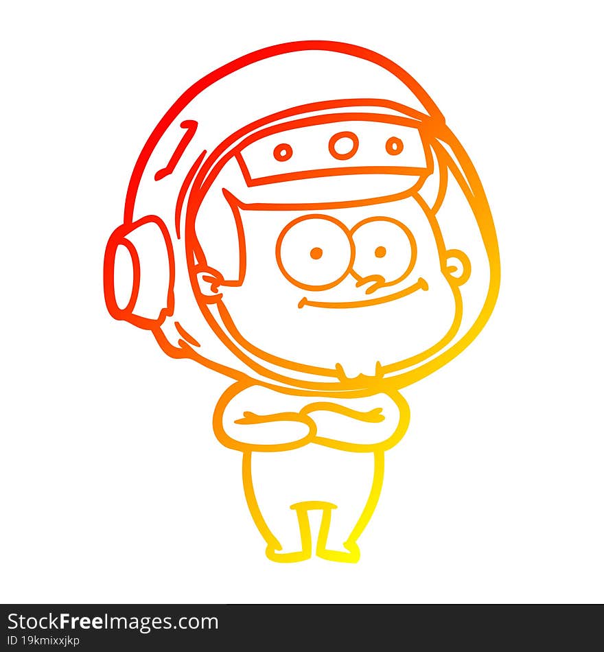 warm gradient line drawing happy astronaut cartoon