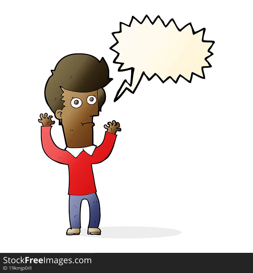 cartoon shocked man with speech bubble