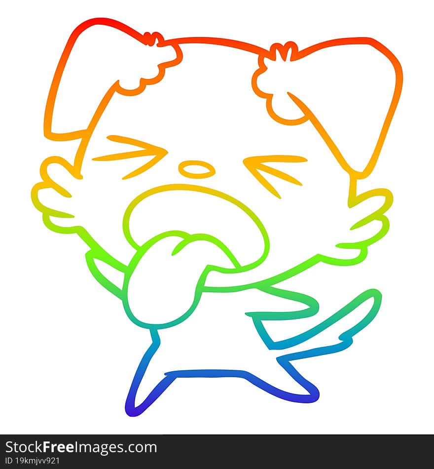 rainbow gradient line drawing cartoon disgusted dog