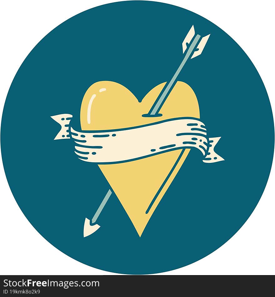 Tattoo Style Icon Of An Arrow Heart And Banner