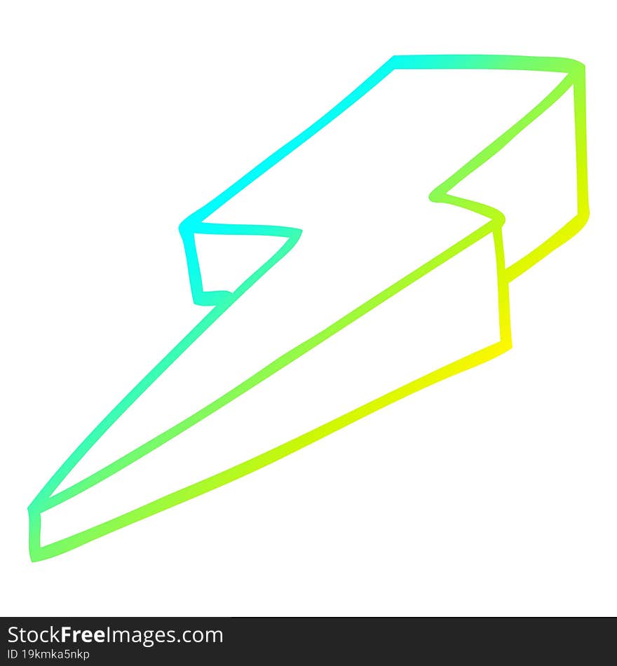 cold gradient line drawing cartoon decorative lightning bolt