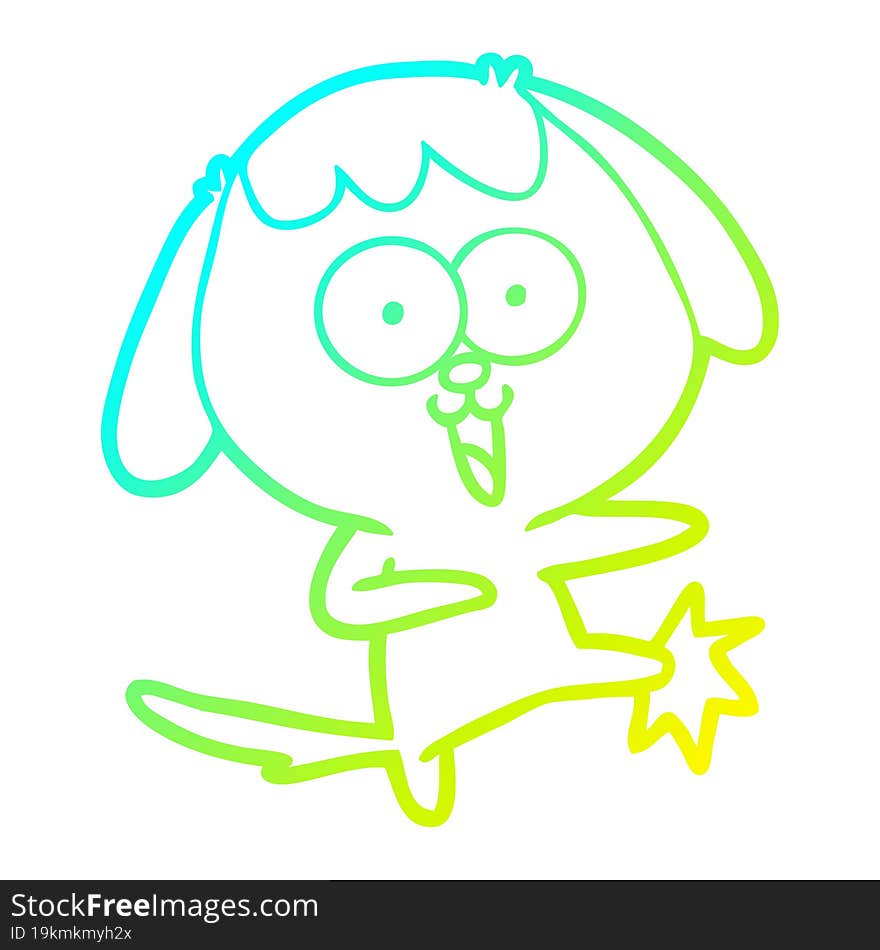 Cold Gradient Line Drawing Cute Cartoon Dog