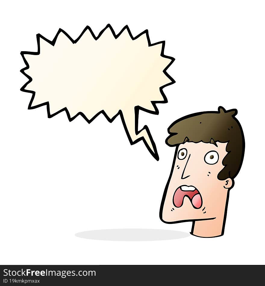 cartoon shocked man with speech bubble