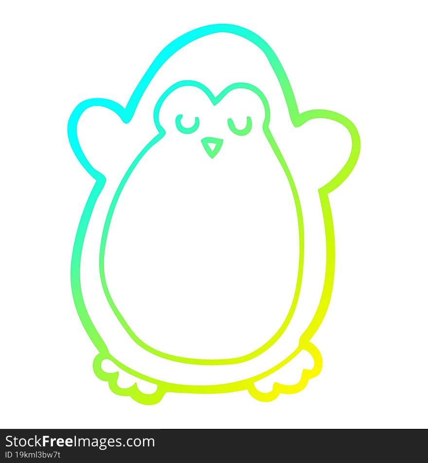 cold gradient line drawing cartoon penguin