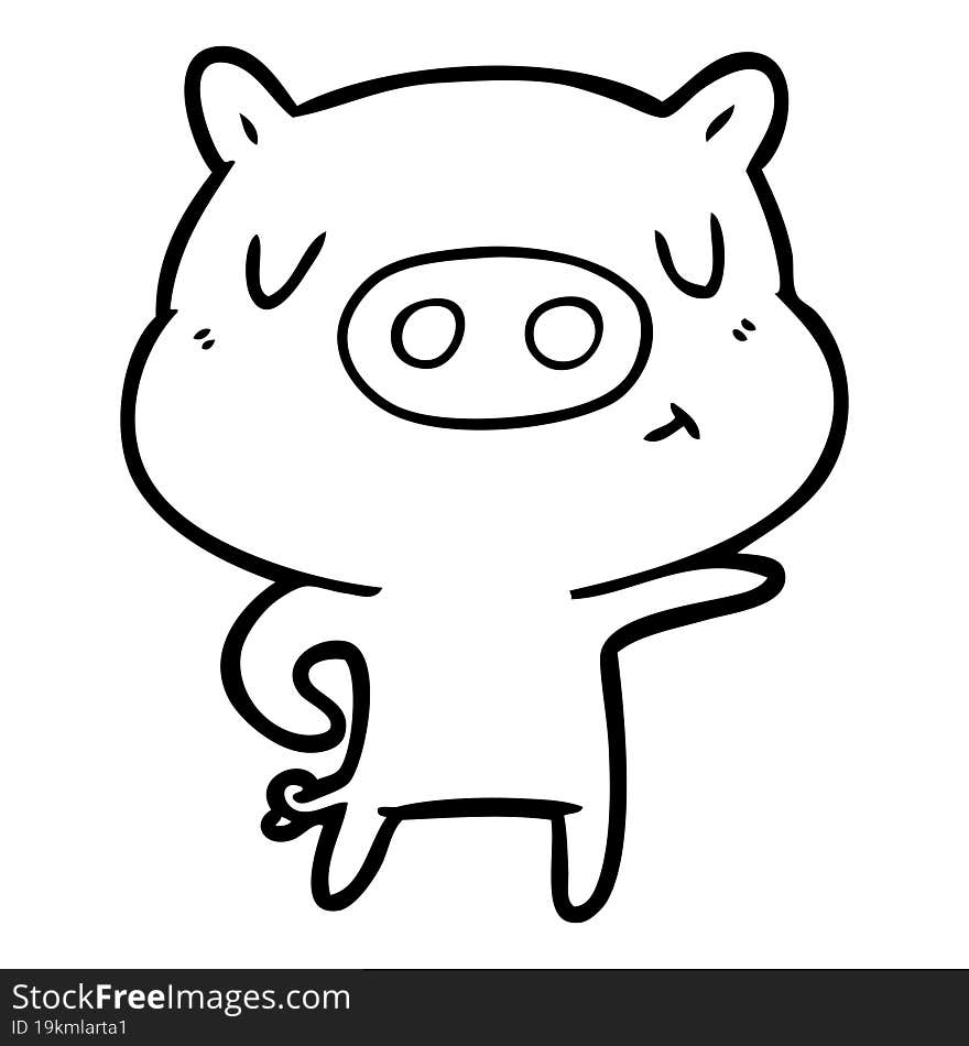 cartoon pig pointing. cartoon pig pointing