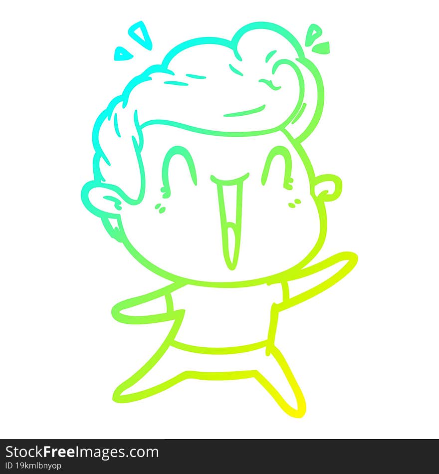 cold gradient line drawing of a cartoon excited man