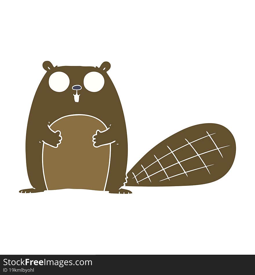 flat color style cartoon beaver