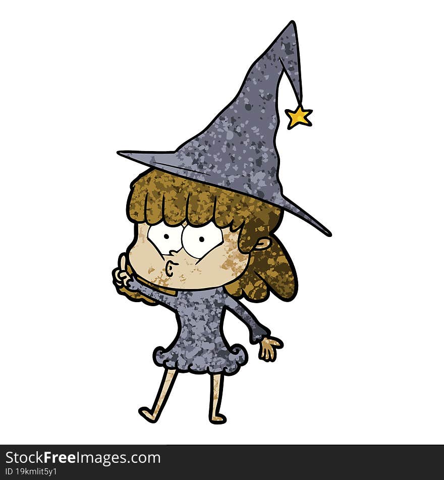 cartoon whistling witch girl. cartoon whistling witch girl