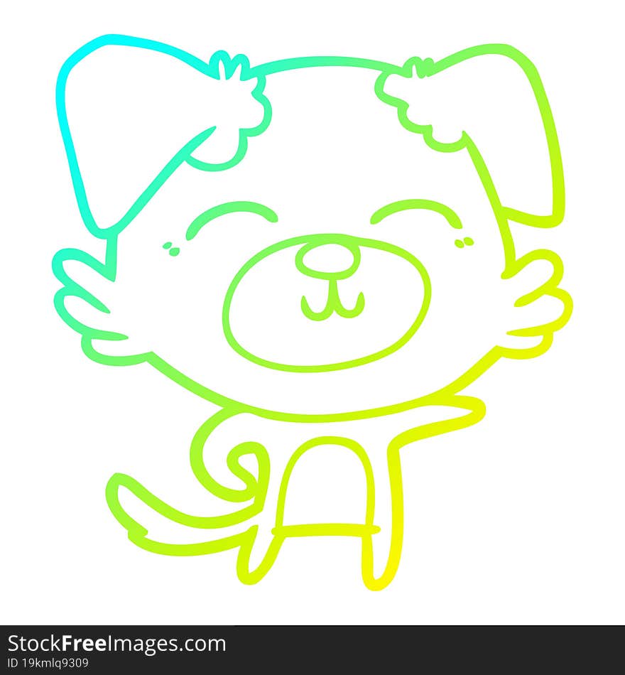 cold gradient line drawing cartoon dog pointing