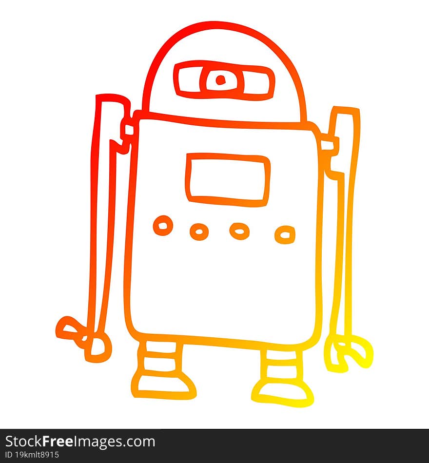 warm gradient line drawing cartoon robot