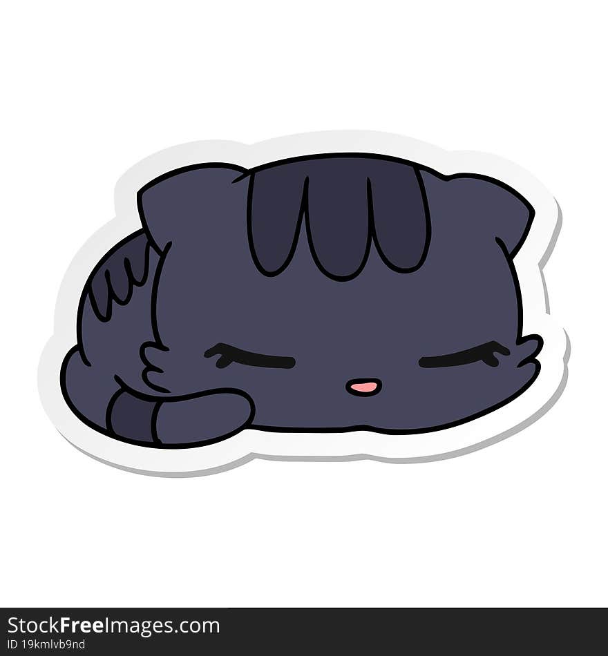 sticker cartoon illustration kawaii cute sleeping kitten. sticker cartoon illustration kawaii cute sleeping kitten