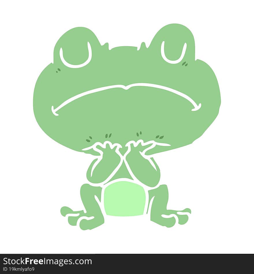 flat color style cartoon frog waiting patiently