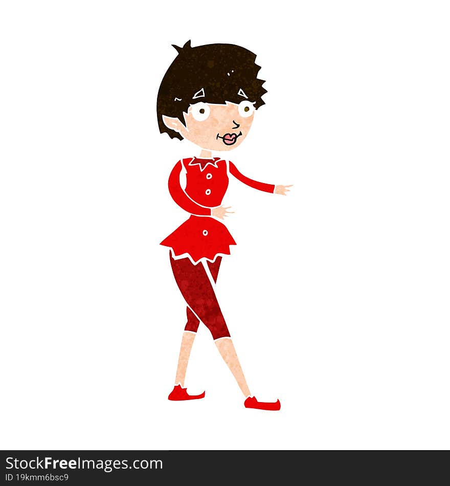 cartoon christmas elf woman