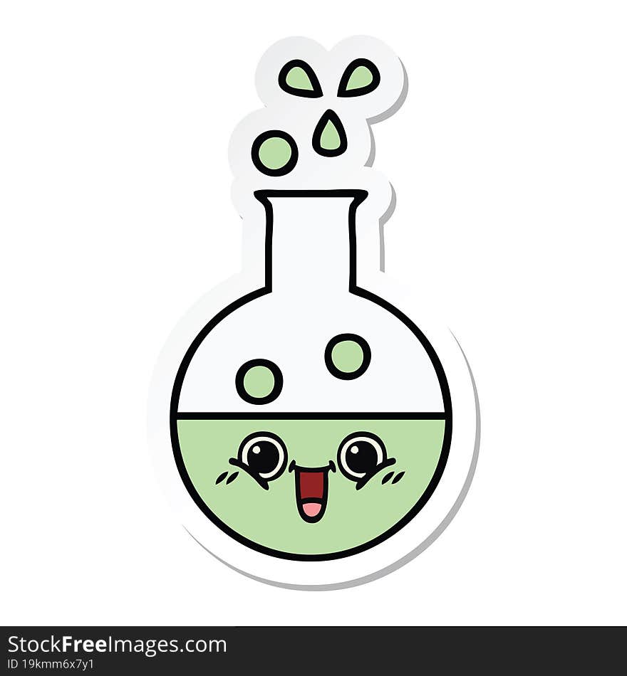 sticker of a cute cartoon test tube