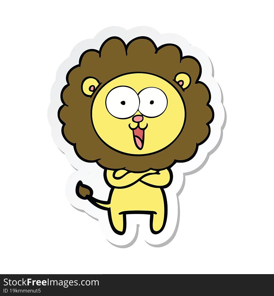 sticker of a happy cartoon lion