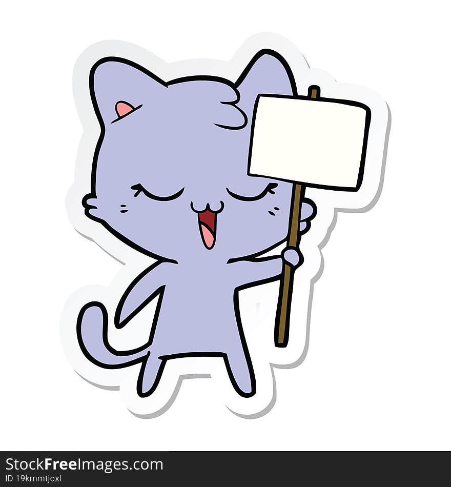 sticker of a happy cartoon cat