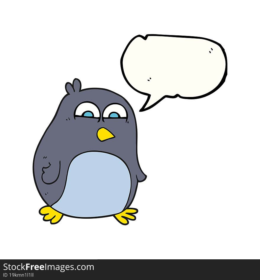 freehand drawn speech bubble cartoon penguin