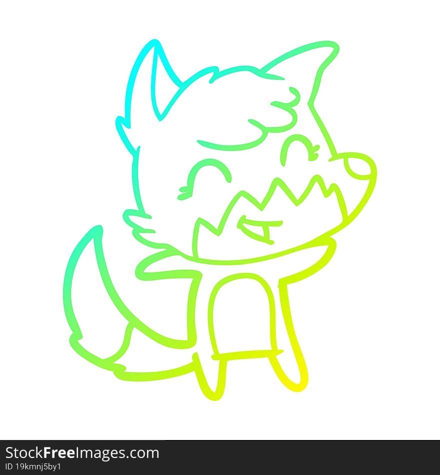 Cold Gradient Line Drawing Happy Cartoon Fox