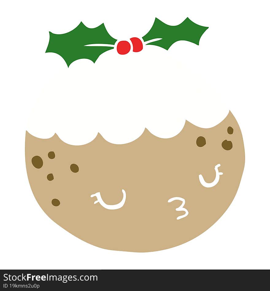 Cute Flat Color Style Cartoon Christmas Pudding