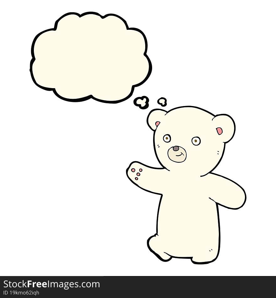 cartoon polar bear cub with thought bubble