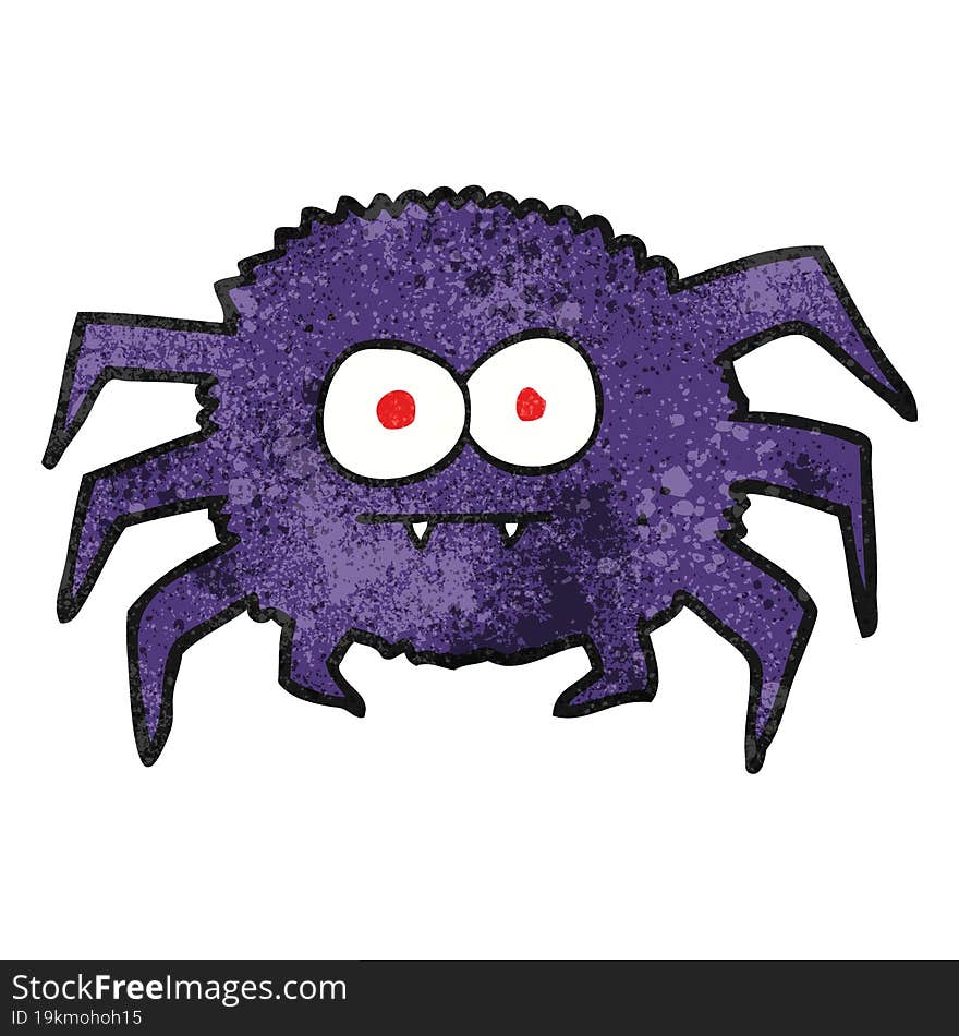 freehand textured cartoon spider