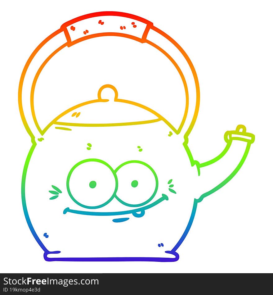 rainbow gradient line drawing cartoon kettle