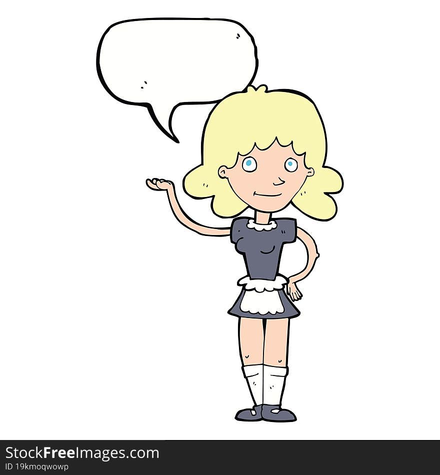 Cartoon Maid With Speech Bubble