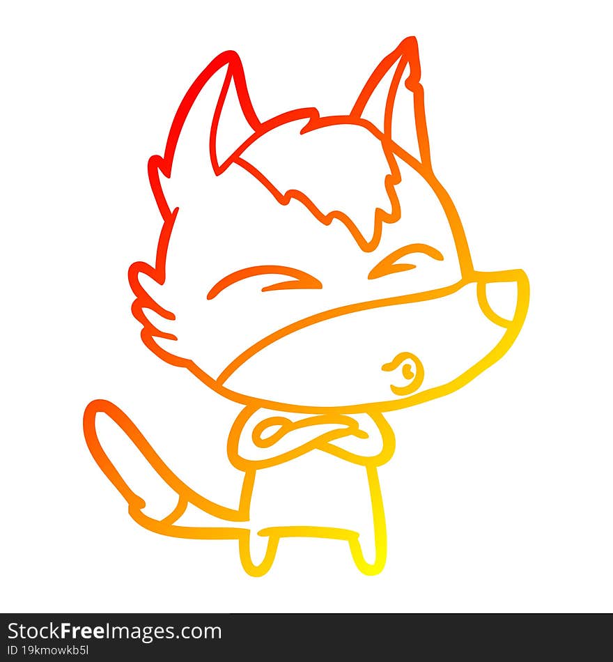 warm gradient line drawing cartoon wolf whistling