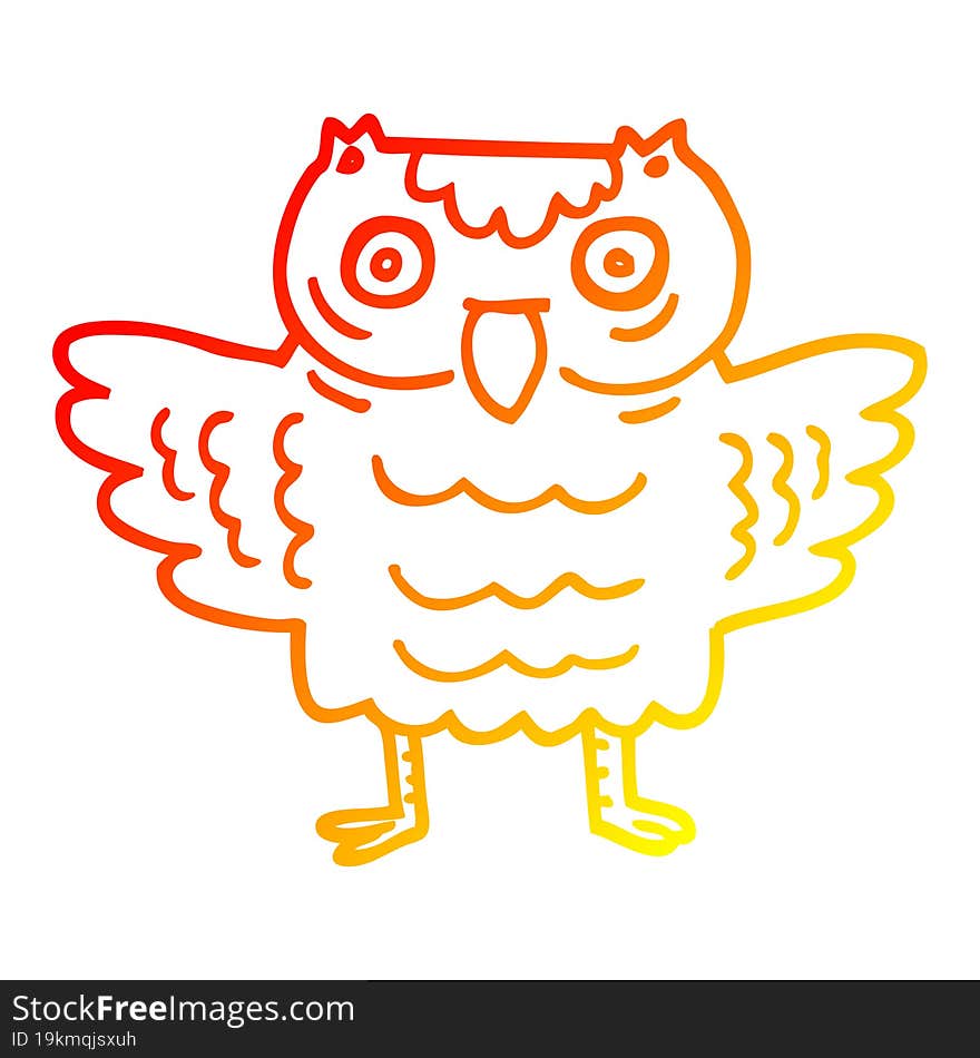 warm gradient line drawing cartoon funny owl