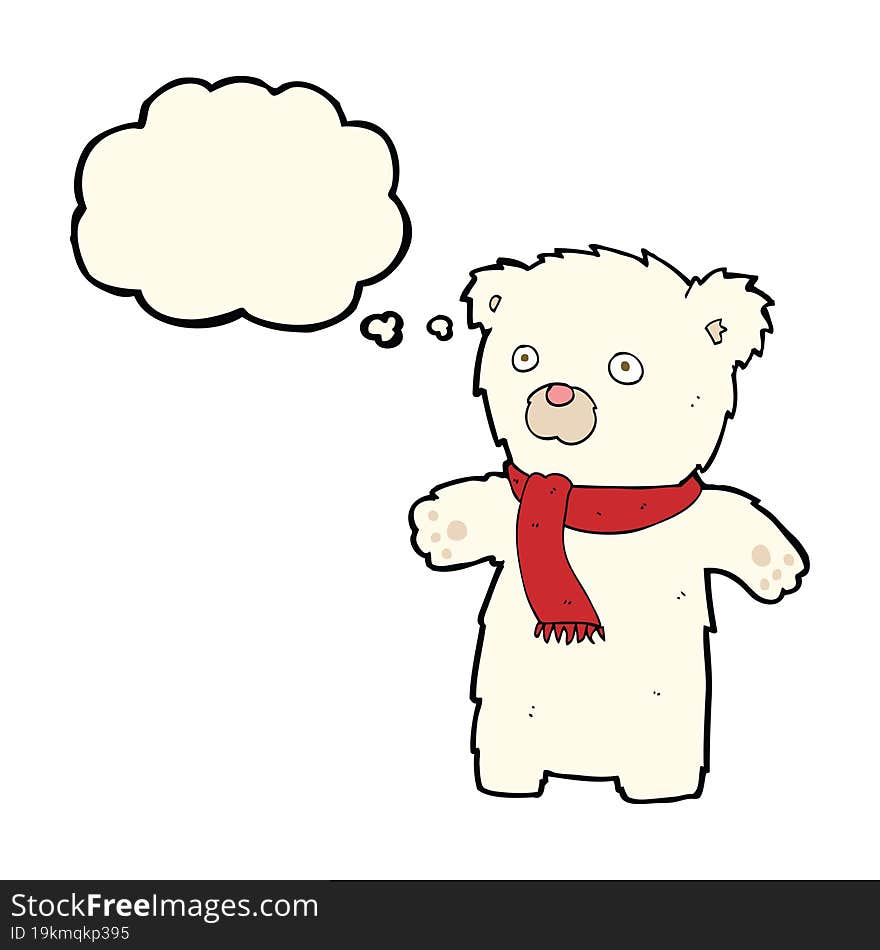 cartoon cute polar bear with thought bubble