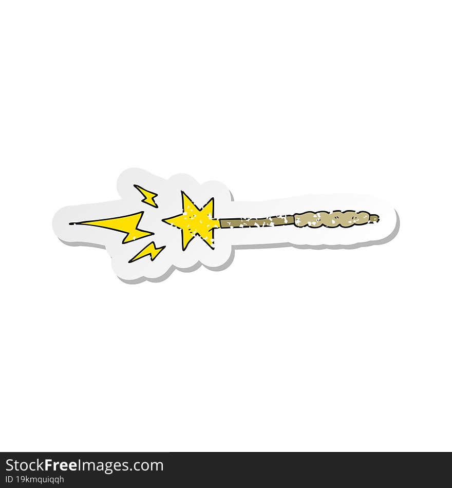 Retro Distressed Sticker Of A Cartoon Magic Wand