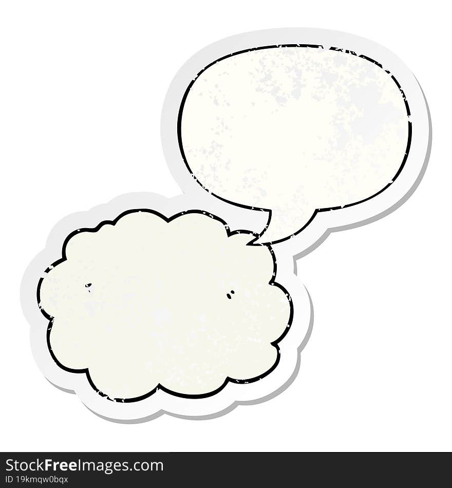 cartoon cloud and speech bubble distressed sticker