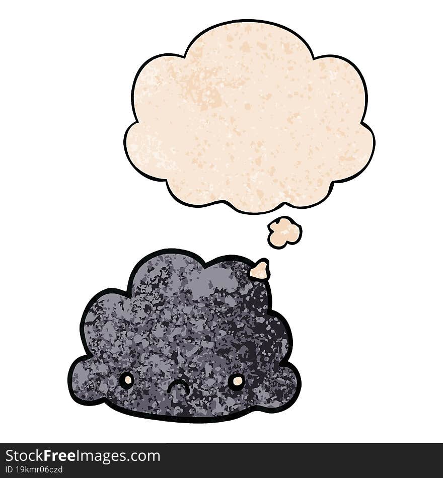 cartoon cloud with thought bubble in grunge texture style. cartoon cloud with thought bubble in grunge texture style