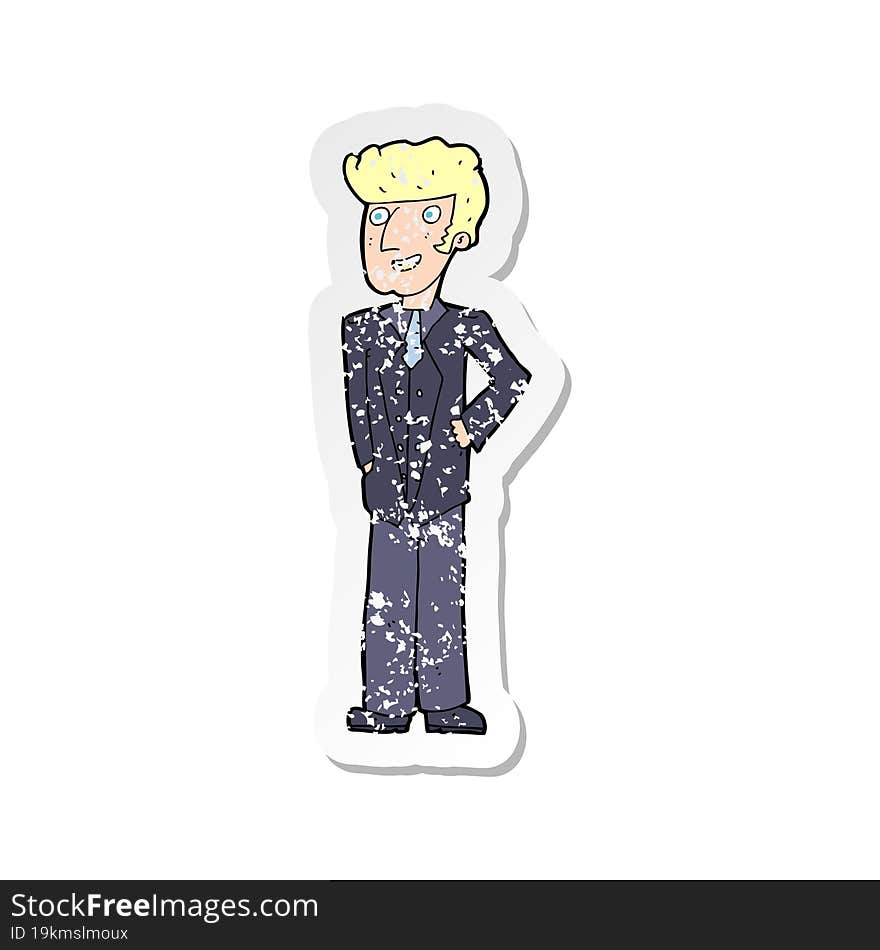 retro distressed sticker of a cartoon upperclass man