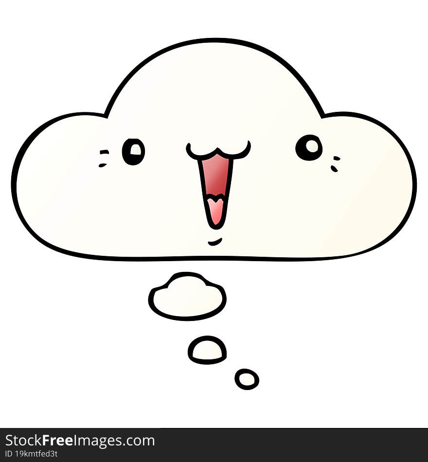 Cute Cartoon Face And Thought Bubble In Smooth Gradient Style