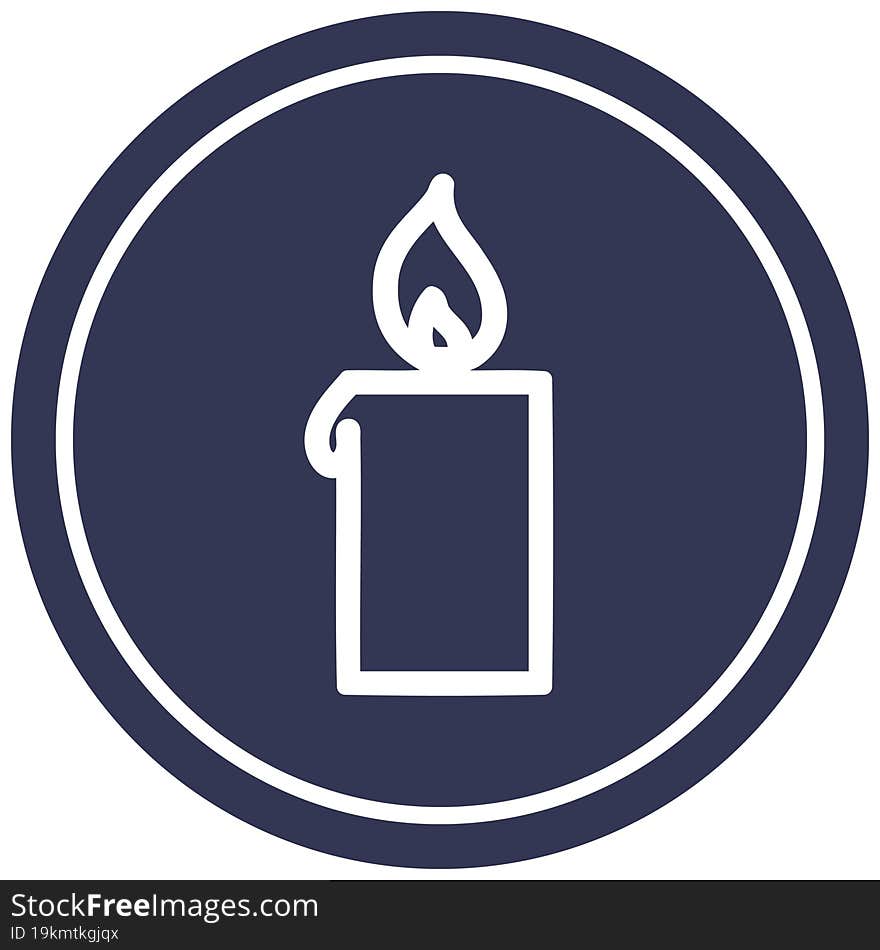 burning candle circular icon symbol